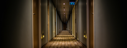 corridor of hotel rooms